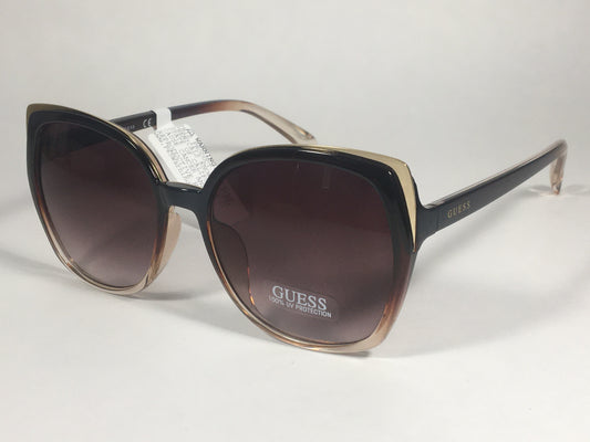 Guess Butterfly Sunglasses Gold Brown Crystal Frame Brown Gradient Lens GF0380 45F - Sunglasses