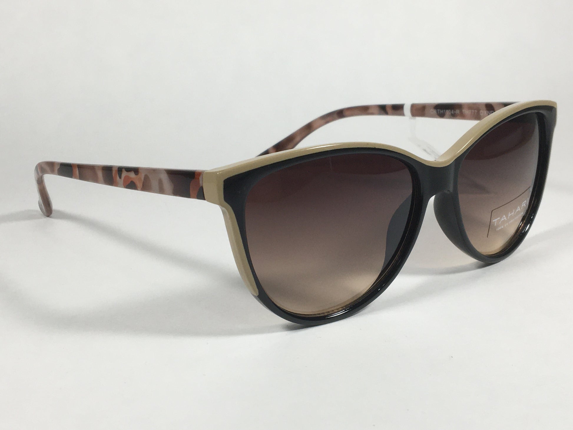 Tahari Cat Eye Sunglasses Two Tone Tan Milk Tortoise Brown Gradient Lens TH777 OXND - Sunglasses