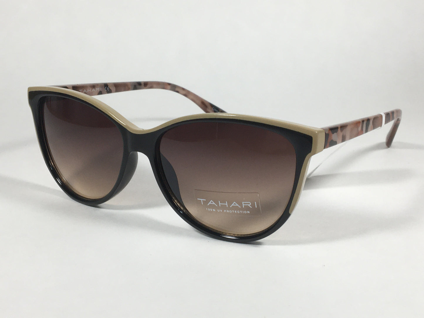 Tahari Cat Eye Sunglasses Two Tone Tan Milk Tortoise Brown Gradient Lens TH777 OXND - Sunglasses