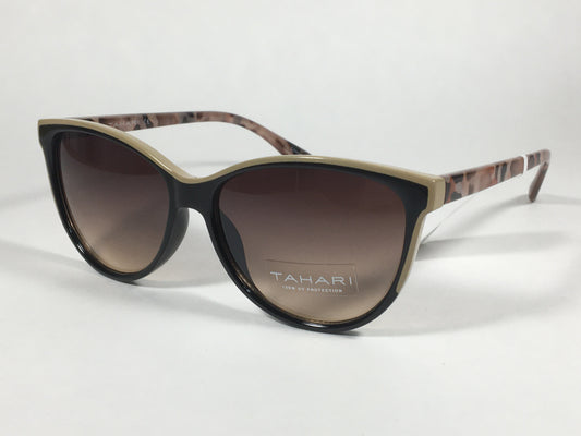 Tahari Cat Eye Sunglasses Two Tone Tan Milk Tortoise Brown Gradient Lens TH777 OXND - Sunglasses