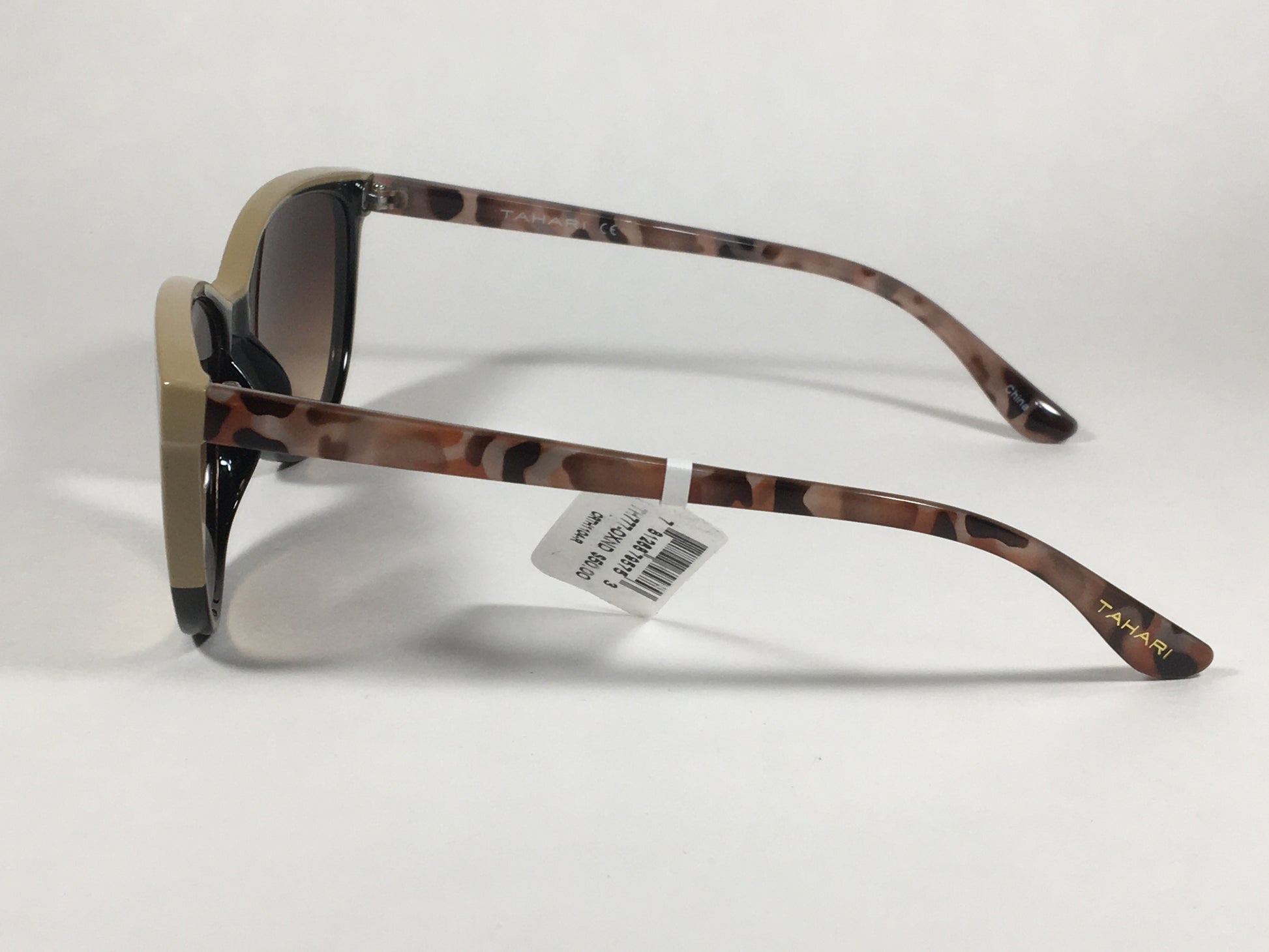 Tahari Cat Eye Sunglasses Two Tone Tan Milk Tortoise Brown Gradient Lens TH777 OXND - Sunglasses