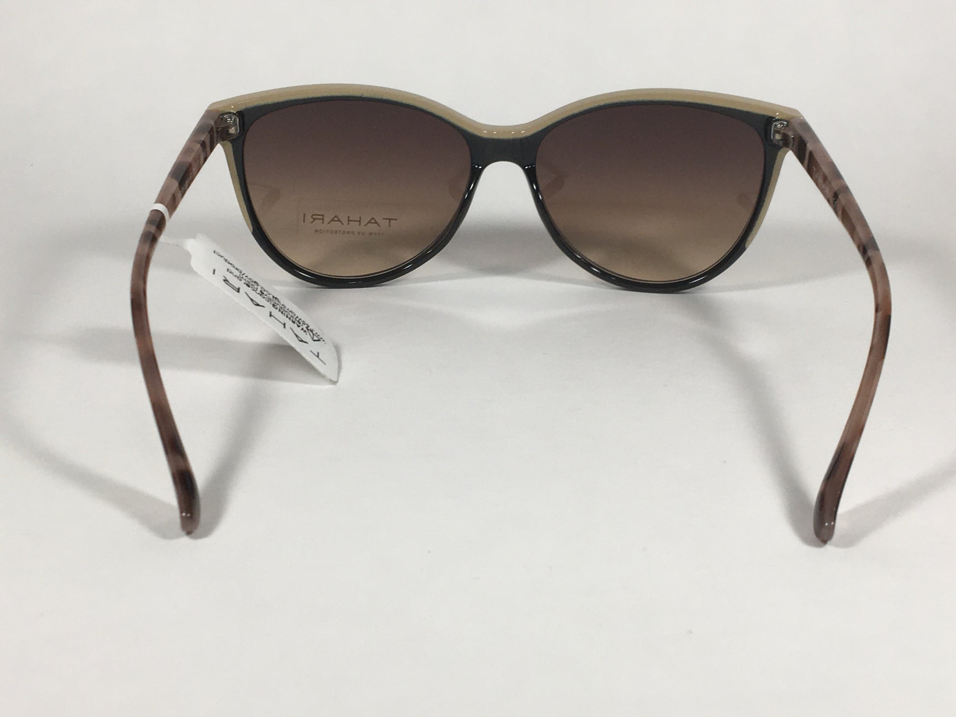 Tahari Cat Eye Sunglasses Two Tone Tan Milk Tortoise Brown Gradient Lens TH777 OXND - Sunglasses