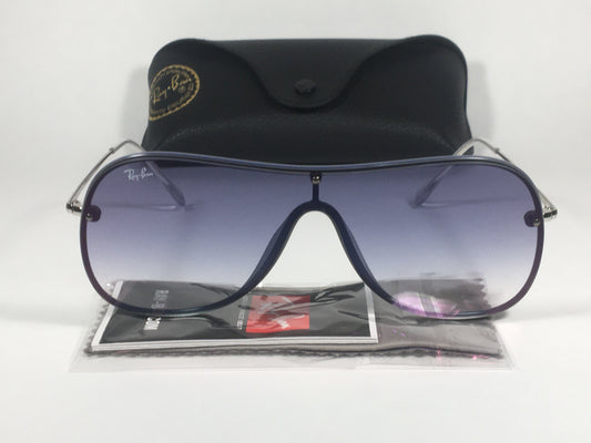 Ray-Ban Shield Sunglasses Silver Blue Frame Blue Gradient Lens RB4311N 6374/X0 - Sunglasses
