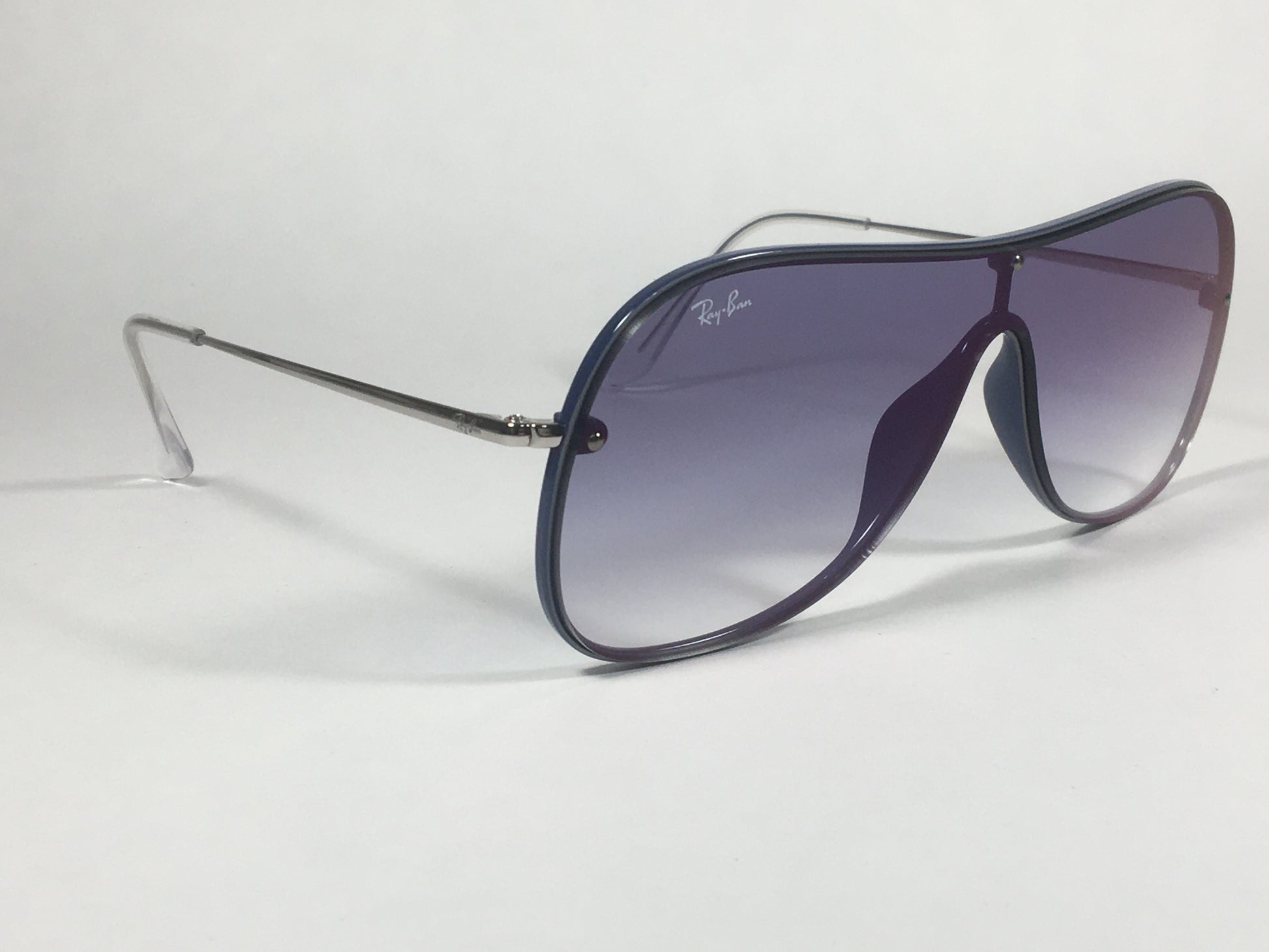 Ray-Ban Shield Sunglasses Silver Blue Frame Blue Gradient Lens RB4311N 6374/X0 - Sunglasses