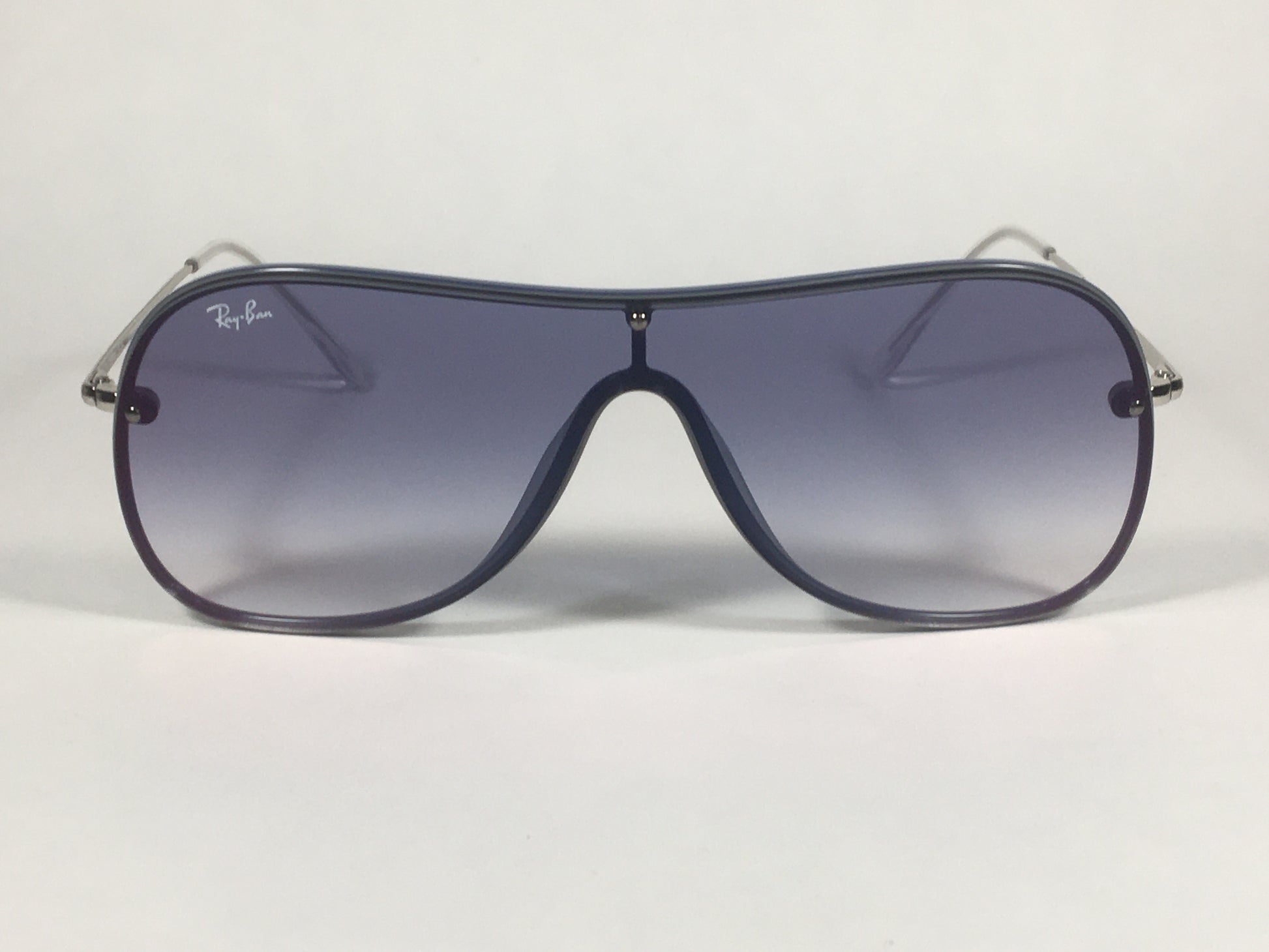 Ray-Ban Shield Sunglasses Silver Blue Frame Blue Gradient Lens RB4311N 6374/X0 - Sunglasses