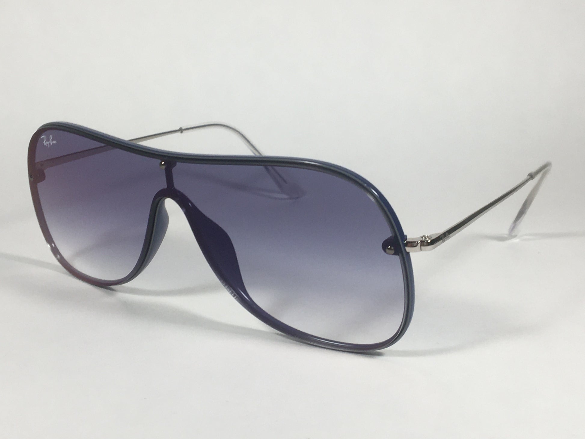 Ray-Ban Shield Sunglasses Silver Blue Frame Blue Gradient Lens RB4311N 6374/X0 - Sunglasses