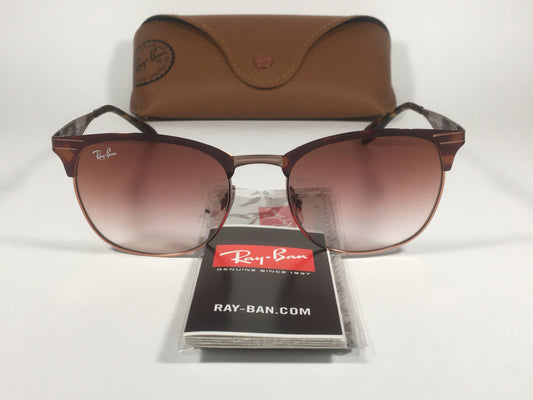 Ray-Ban Clubmaster Sunglasses Copper Havana Frame Red Gradient Lens RB3538 9074/V0 - Sunglasses
