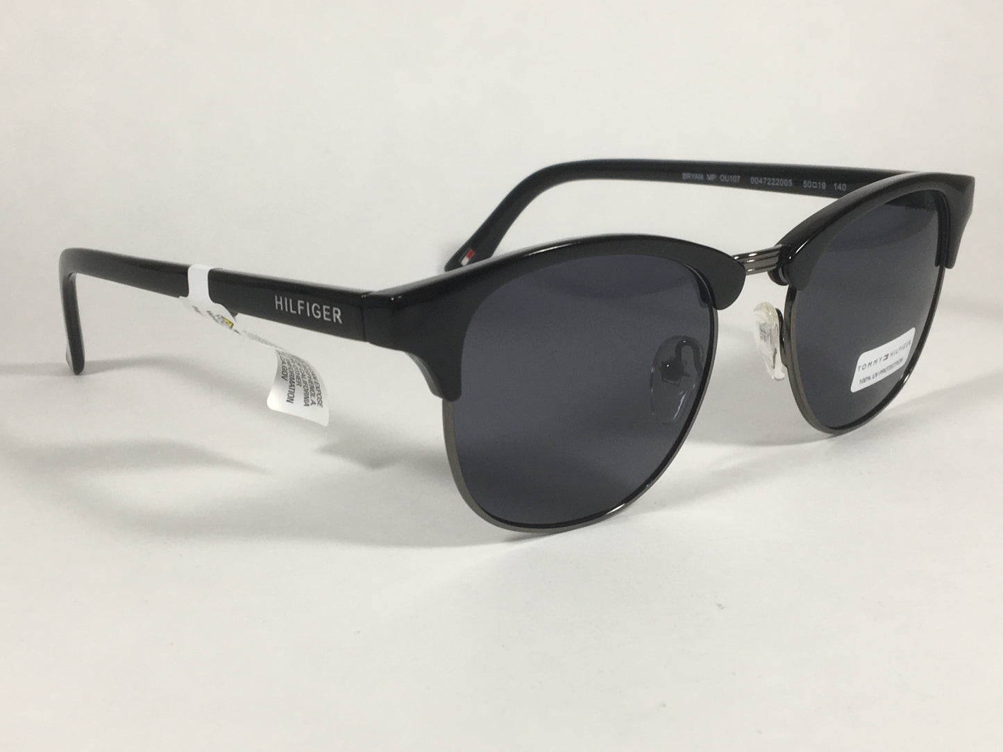 Tommy Hilfiger Bryan Square Club Sunglasses Black Gunmetal Gray Lens BRYAN MP OU107 - Sunglasses
