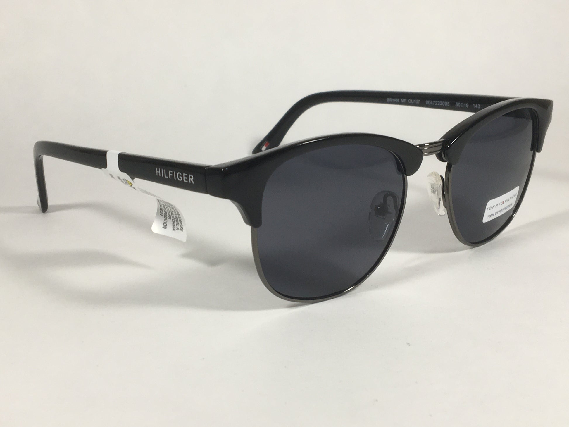Tommy Hilfiger Bryan Square Club Sunglasses Black Gunmetal Gray Lens BRYAN MP OU107 - Sunglasses