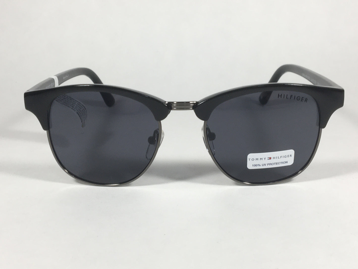 Tommy Hilfiger Bryan Square Club Sunglasses Black Gunmetal Gray Lens BRYAN MP OU107 - Sunglasses