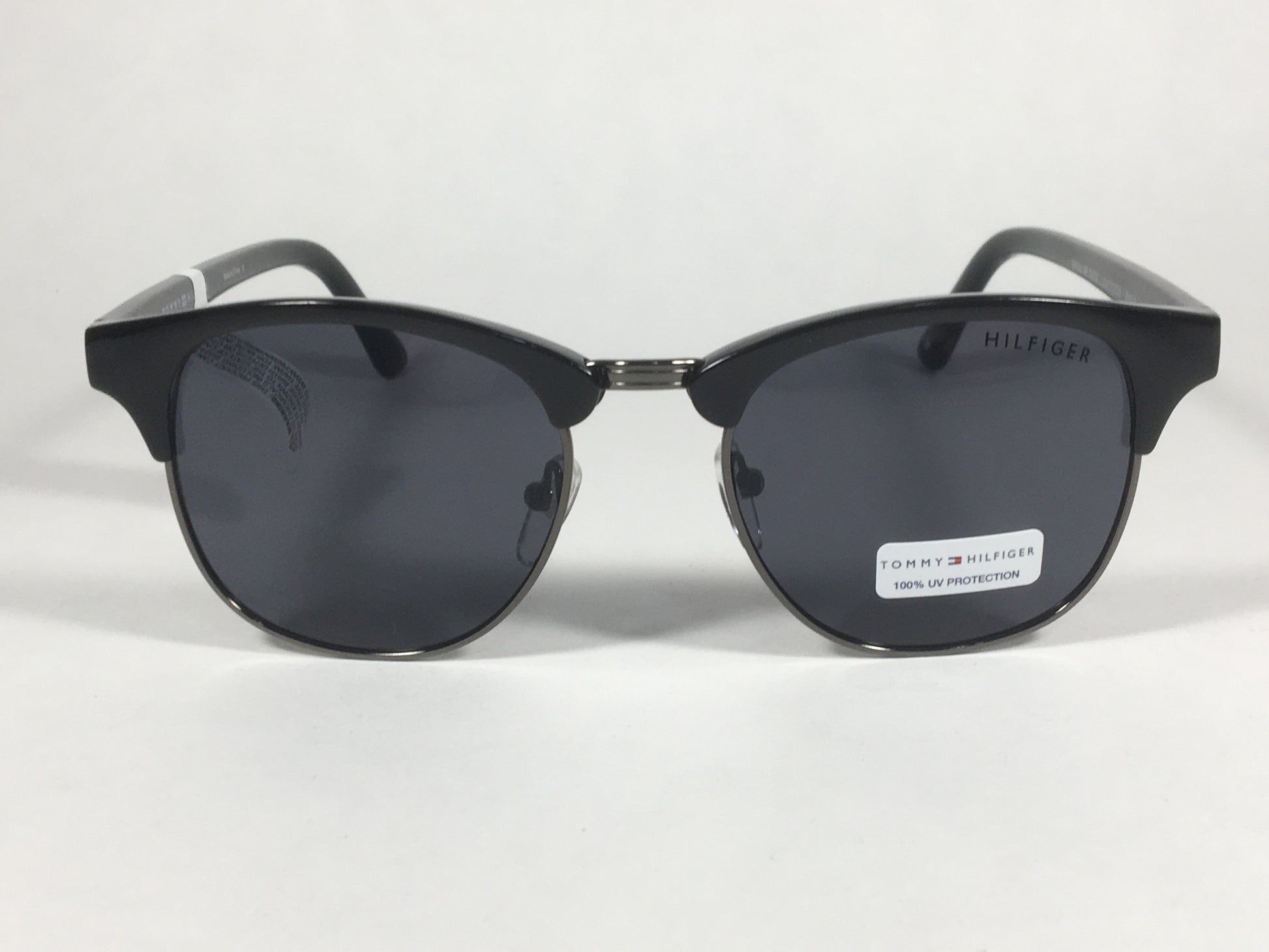 Tommy Hilfiger Bryan Square Club Sunglasses Black Gunmetal Gray Lens BRYAN MP OU107 - Sunglasses