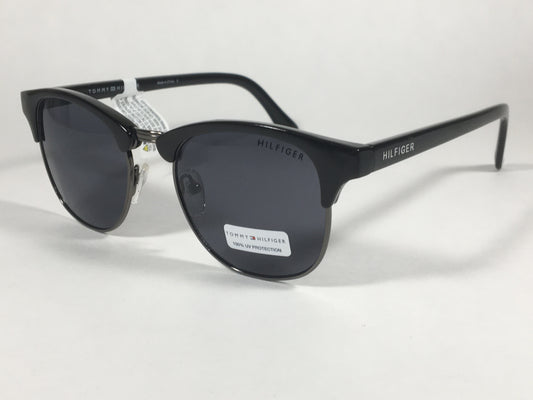 Tommy Hilfiger Bryan Square Club Sunglasses Black Gunmetal Gray Lens BRYAN MP OU107 - Sunglasses