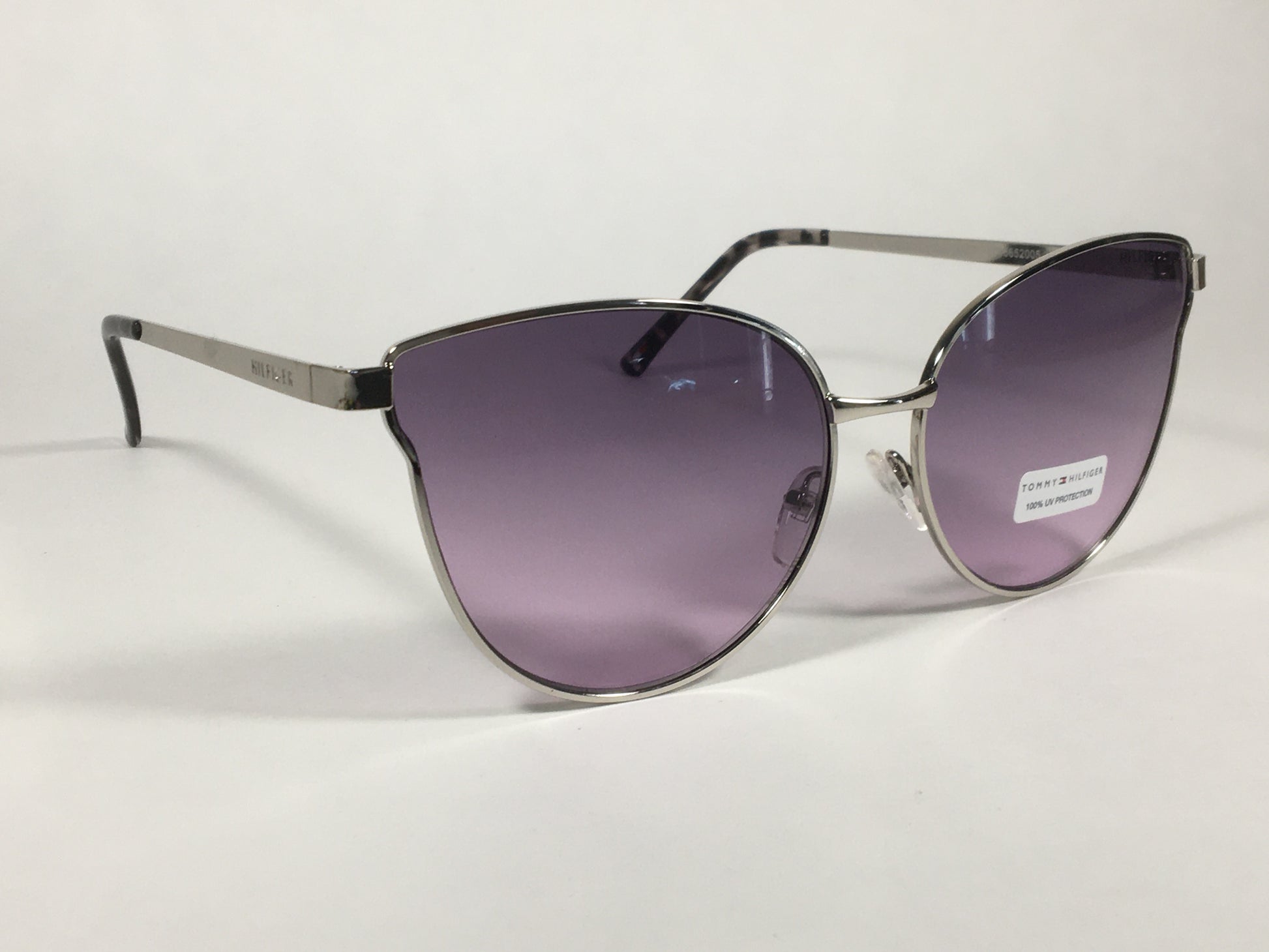 Tommy Hilfiger Zendaya Cat Eye Sunglasses Silver Frame Purple Gradient Lens ZENDAYA WM OL482 - Sunglasses