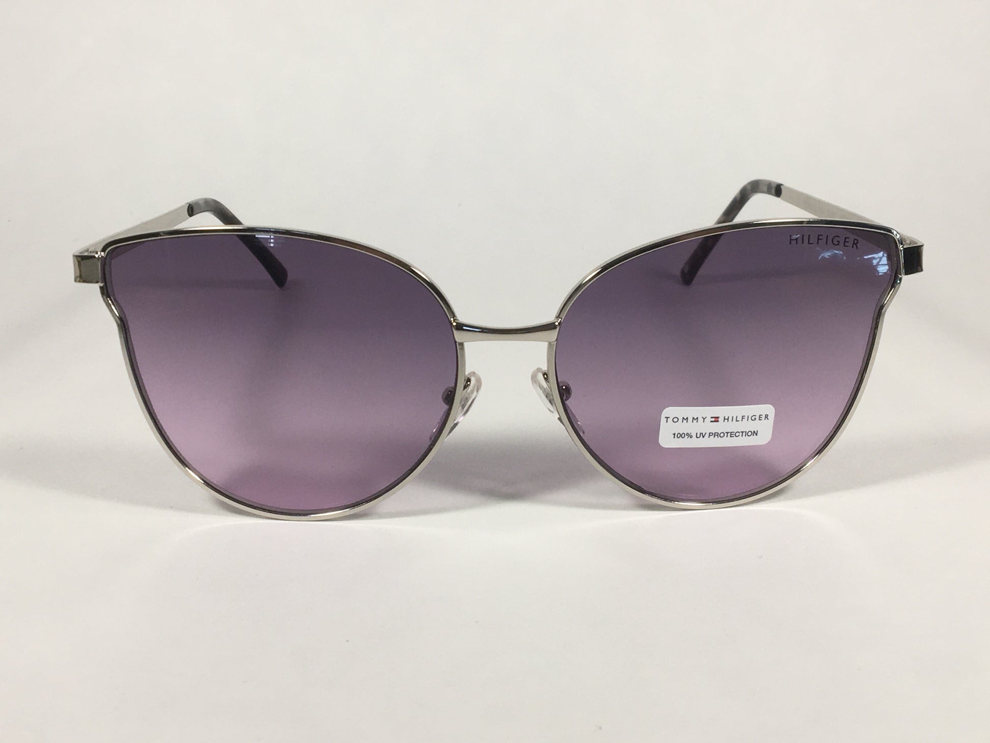 Tommy Hilfiger Zendaya Cat Eye Sunglasses Silver Frame Purple Gradient Lens ZENDAYA WM OL482 - Sunglasses