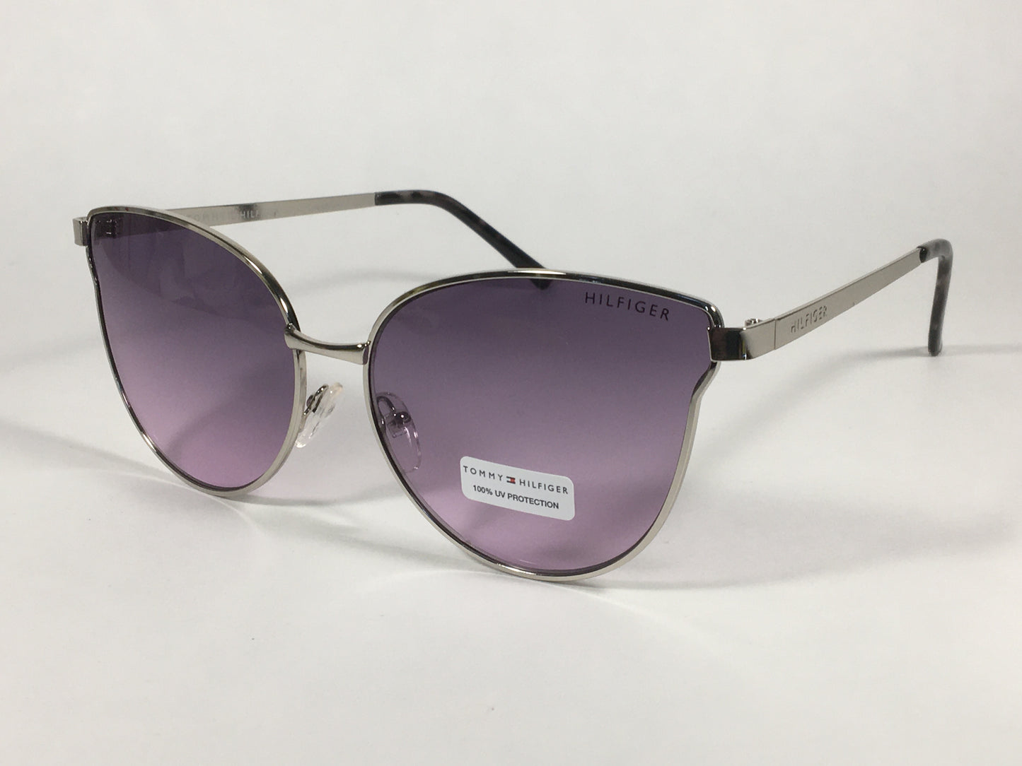 Tommy Hilfiger Zendaya Cat Eye Sunglasses Silver Frame Purple Gradient Lens ZENDAYA WM OL482 - Sunglasses