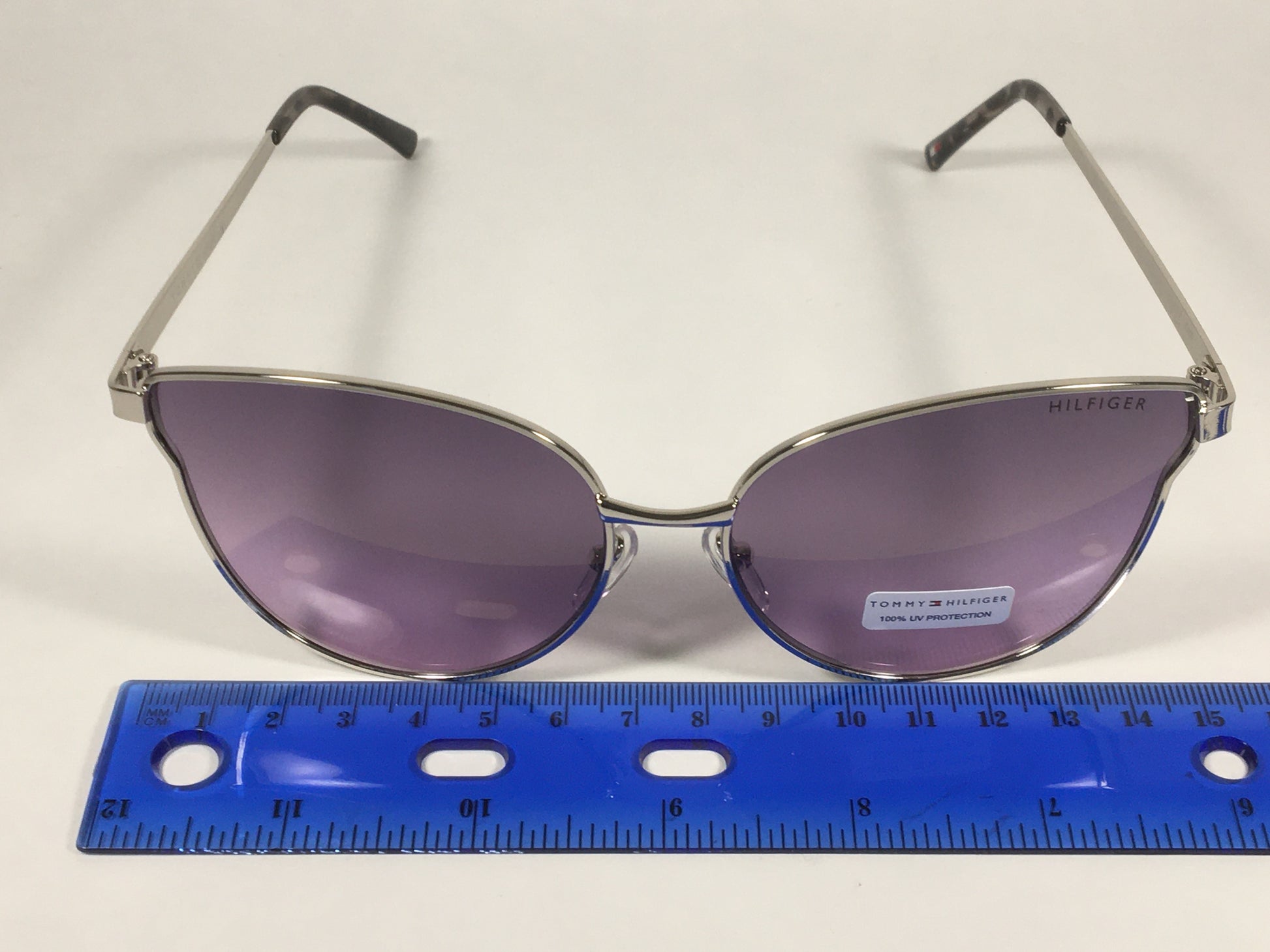 Tommy Hilfiger Zendaya Cat Eye Sunglasses Silver Frame Purple Gradient Lens ZENDAYA WM OL482 - Sunglasses