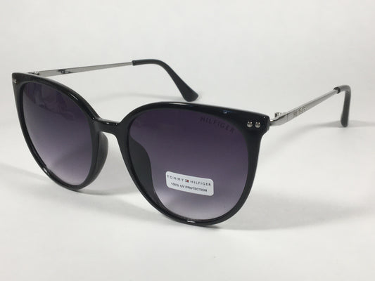 Tommy Hilfiger ’Bellatrix’ WP OL475 Sunglasses Shiny Black Silver Frame Gray Gradient Lens