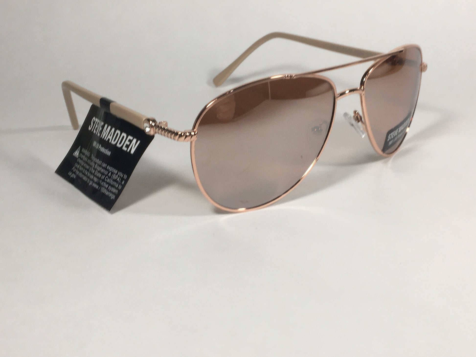 Steve Madden Aviator Sunglasses Rose Gold Rose Silver Mirror Rhinestone S5187 ROSE ROSE GOLD - Sunglasses