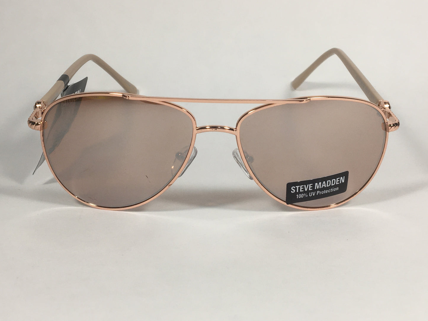 Steve Madden Aviator Sunglasses Rose Gold Rose Silver Mirror Rhinestone S5187 ROSE ROSE GOLD - Sunglasses