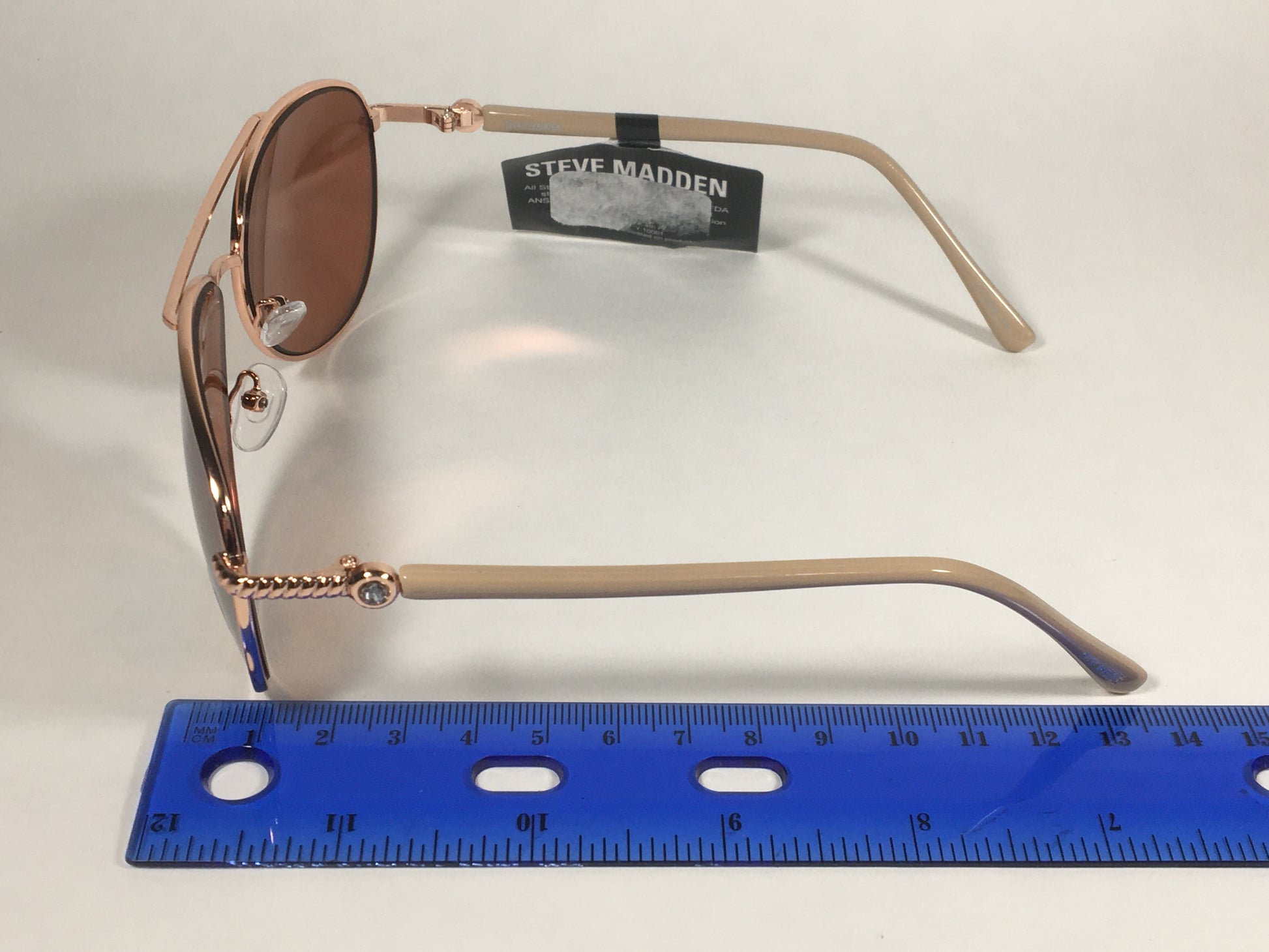 Steve Madden Aviator Sunglasses Rose Gold Rose Silver Mirror Rhinestone S5187 ROSE ROSE GOLD - Sunglasses