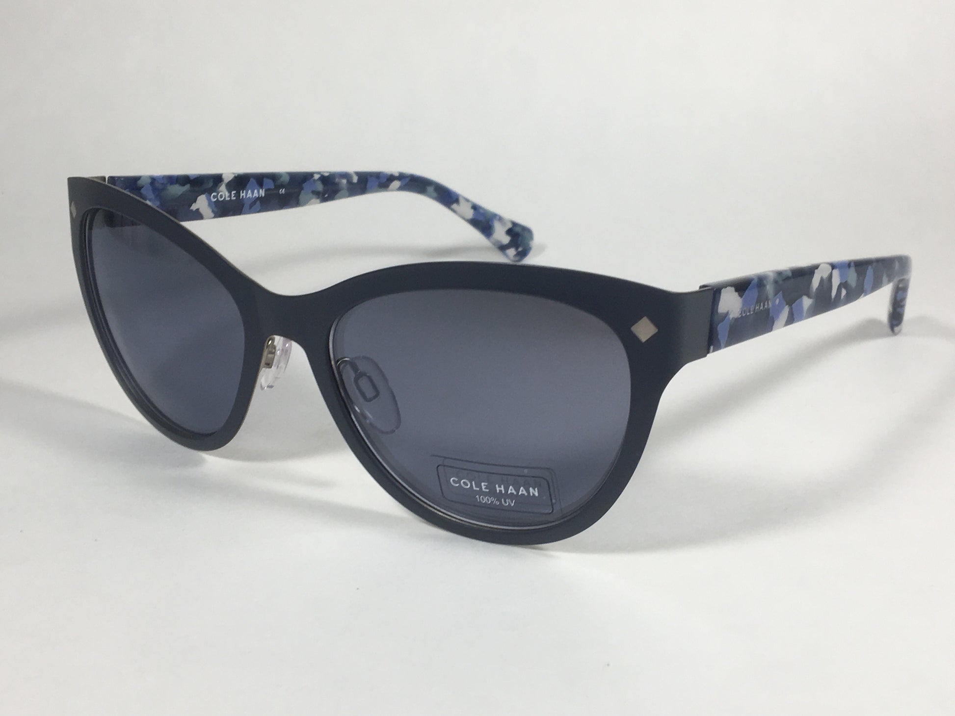 Cole Haan Cat Eye Sunglasses Blue White Frame Gray Lens CH7025 413 Indigo - Sunglasses