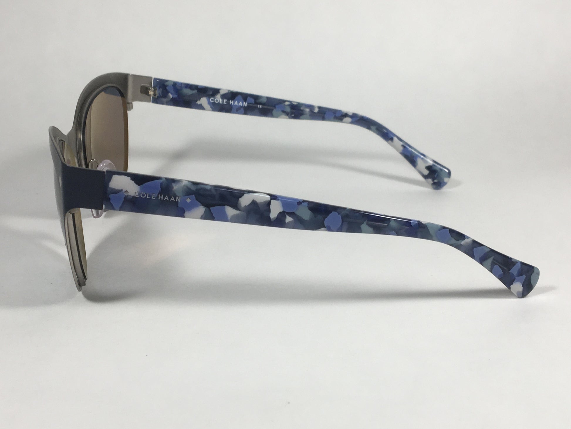 Cole Haan Cat Eye Sunglasses Blue White Frame Gray Lens CH7025 413 Indigo - Sunglasses