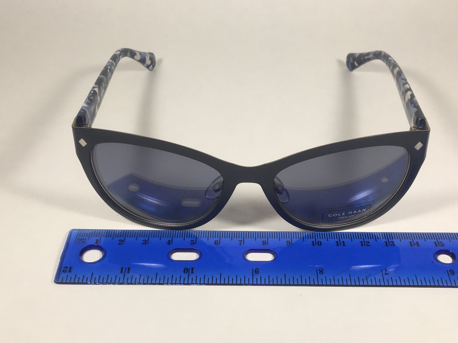 Cole Haan Cat Eye Sunglasses Blue White Frame Gray Lens CH7025 413 Indigo - Sunglasses