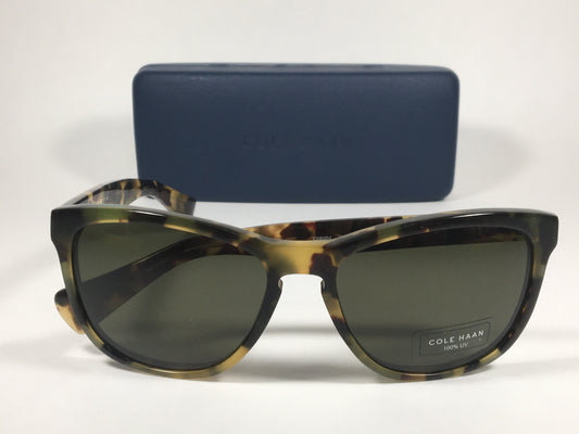 Cole Haan Square Sunglasses Brown Tortoise Frame Green Lens CH6004 319 FATIGUE TORTOISE - Sunglasses