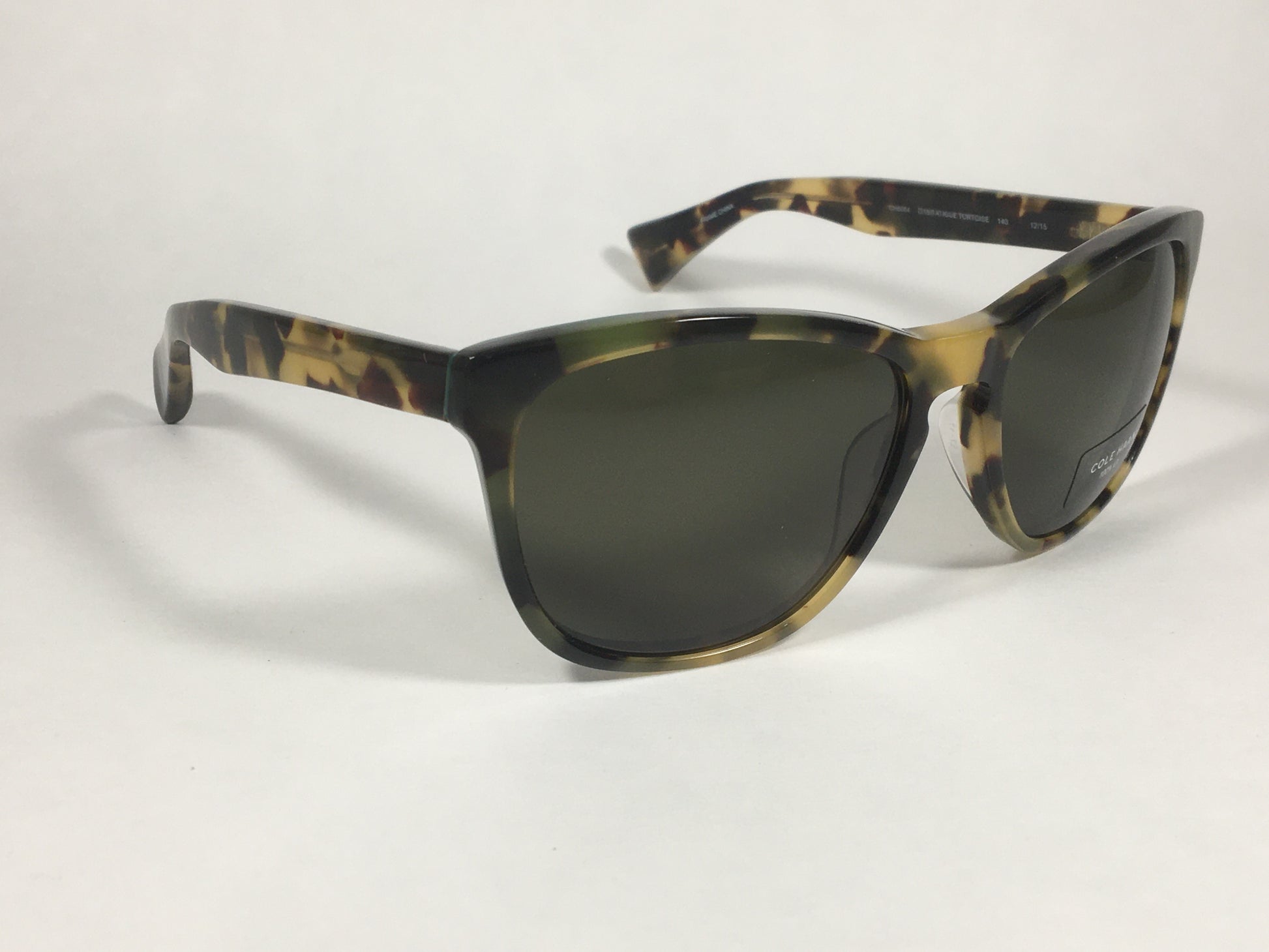 Cole Haan Square Sunglasses Brown Tortoise Frame Green Lens CH6004 319 FATIGUE TORTOISE - Sunglasses