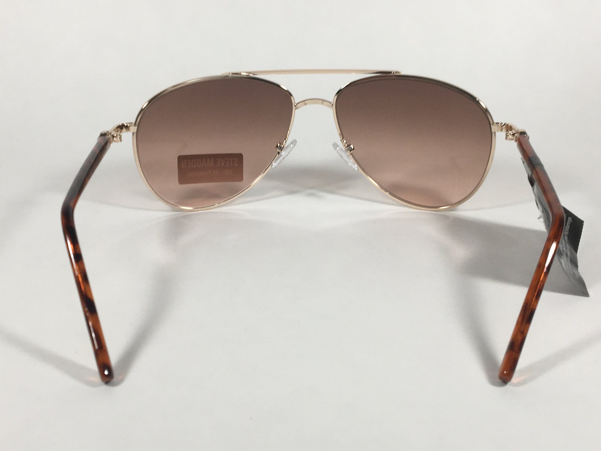 Steve Madden Aviator Sunglasses Brown Tortoise Gold Frame Brown Gradient Lens Rhinestone S5187 TORT - Sunglasses
