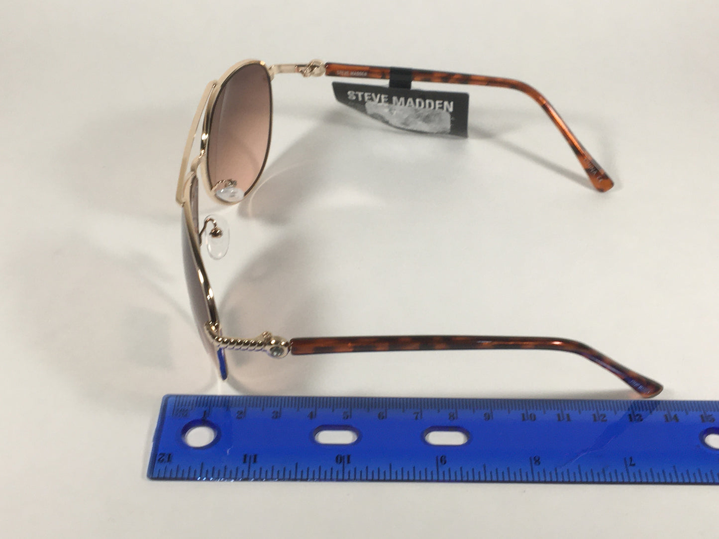 Steve Madden Aviator Sunglasses Brown Tortoise Gold Frame Brown Gradient Lens Rhinestone S5187 TORT - Sunglasses