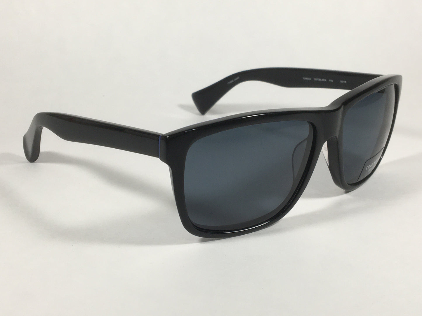 Cole Haan Square Sunglasses Shiny Black Frame Blue Gray Lens CH6005 001 BLACK - Sunglasses
