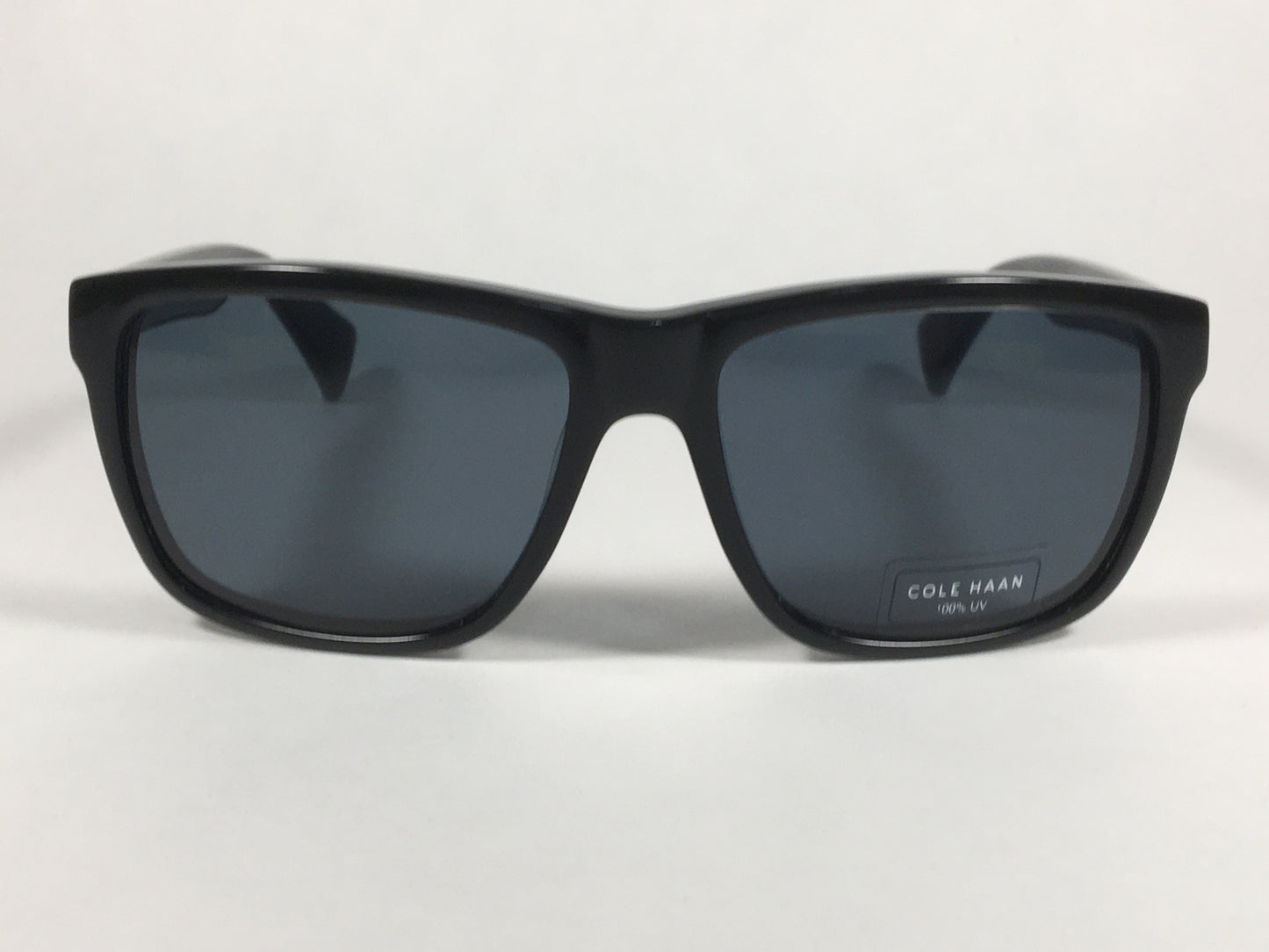 Cole Haan Square Sunglasses Shiny Black Frame Blue Gray Lens CH6005 001 BLACK - Sunglasses