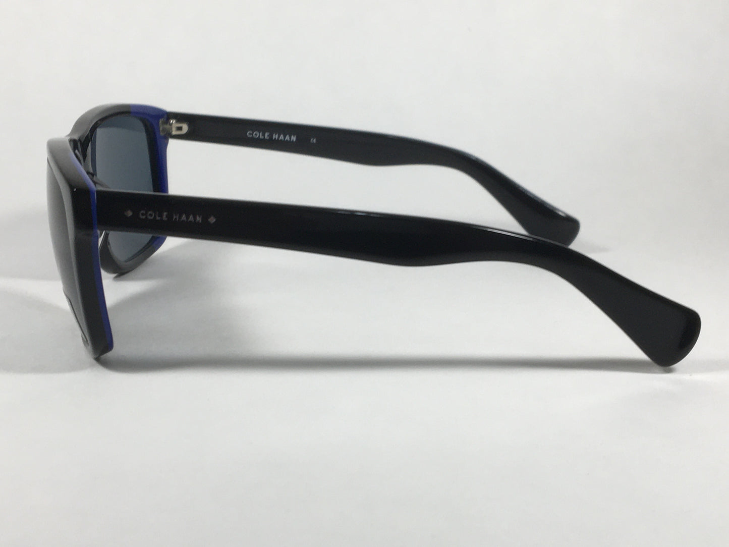 Cole Haan Square Sunglasses Shiny Black Frame Blue Gray Lens CH6005 001 BLACK - Sunglasses
