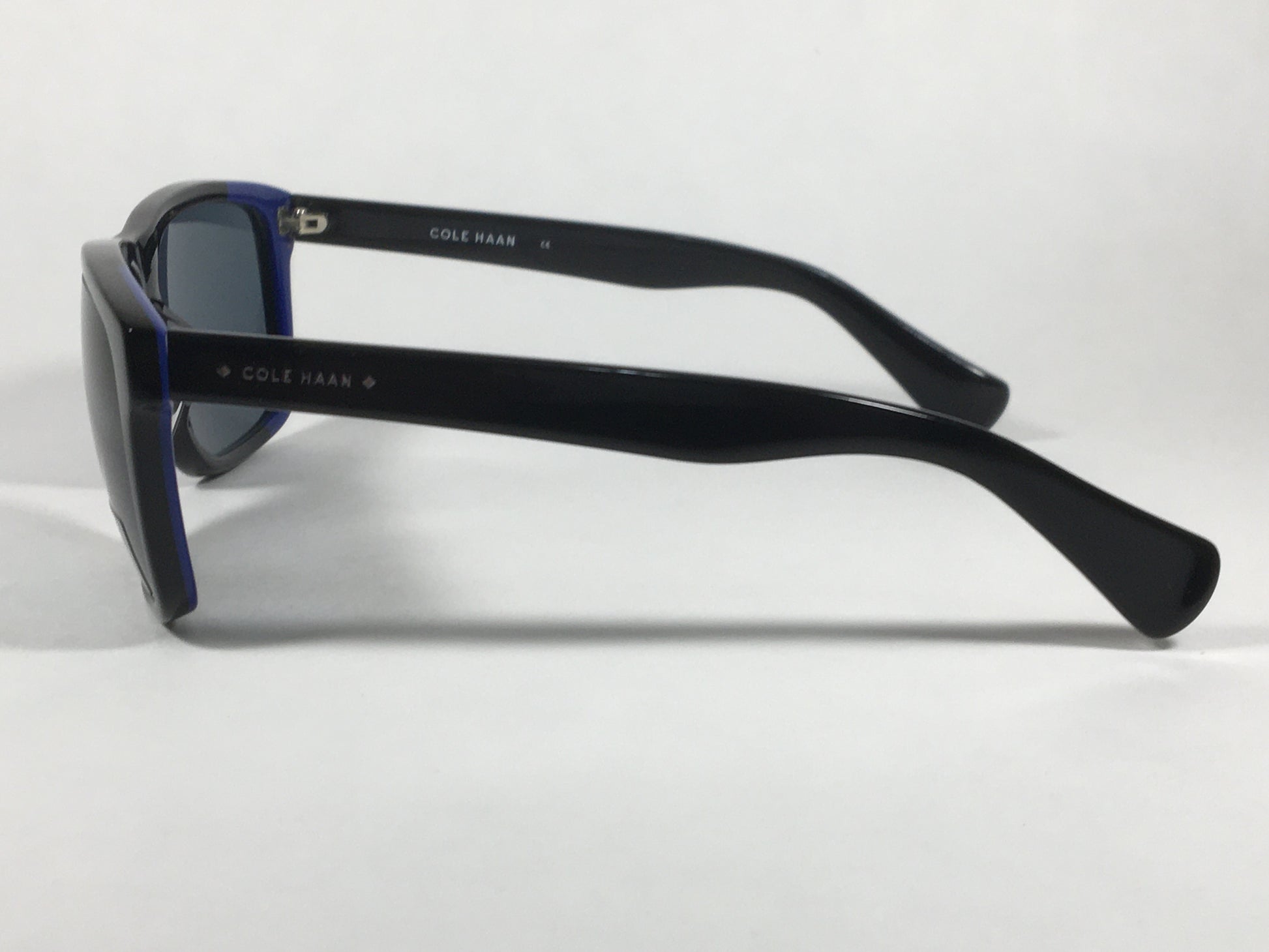 Cole Haan Square Sunglasses Shiny Black Frame Blue Gray Lens CH6005 001 BLACK - Sunglasses