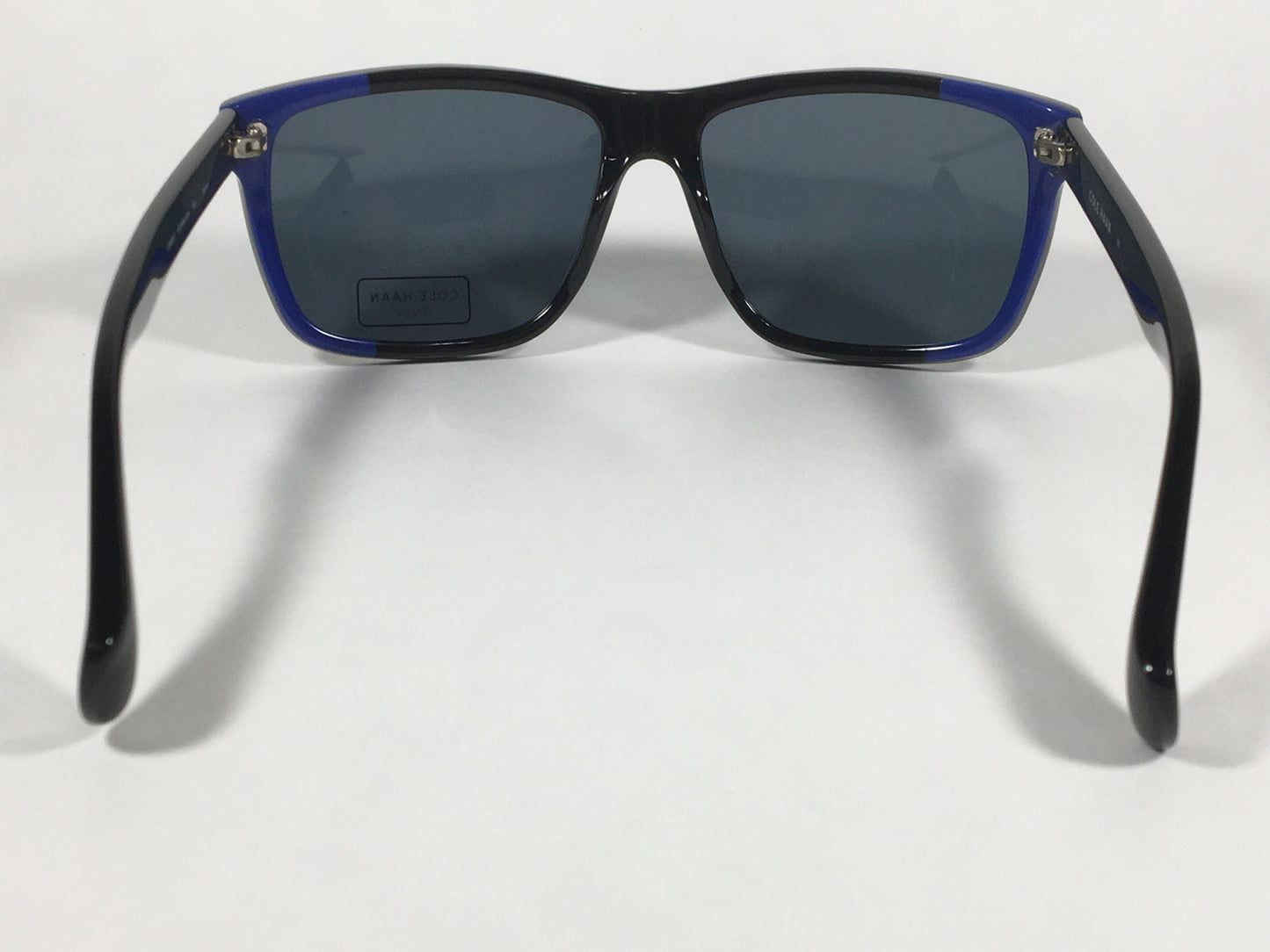 Cole Haan Square Sunglasses Shiny Black Frame Blue Gray Lens CH6005 001 BLACK - Sunglasses