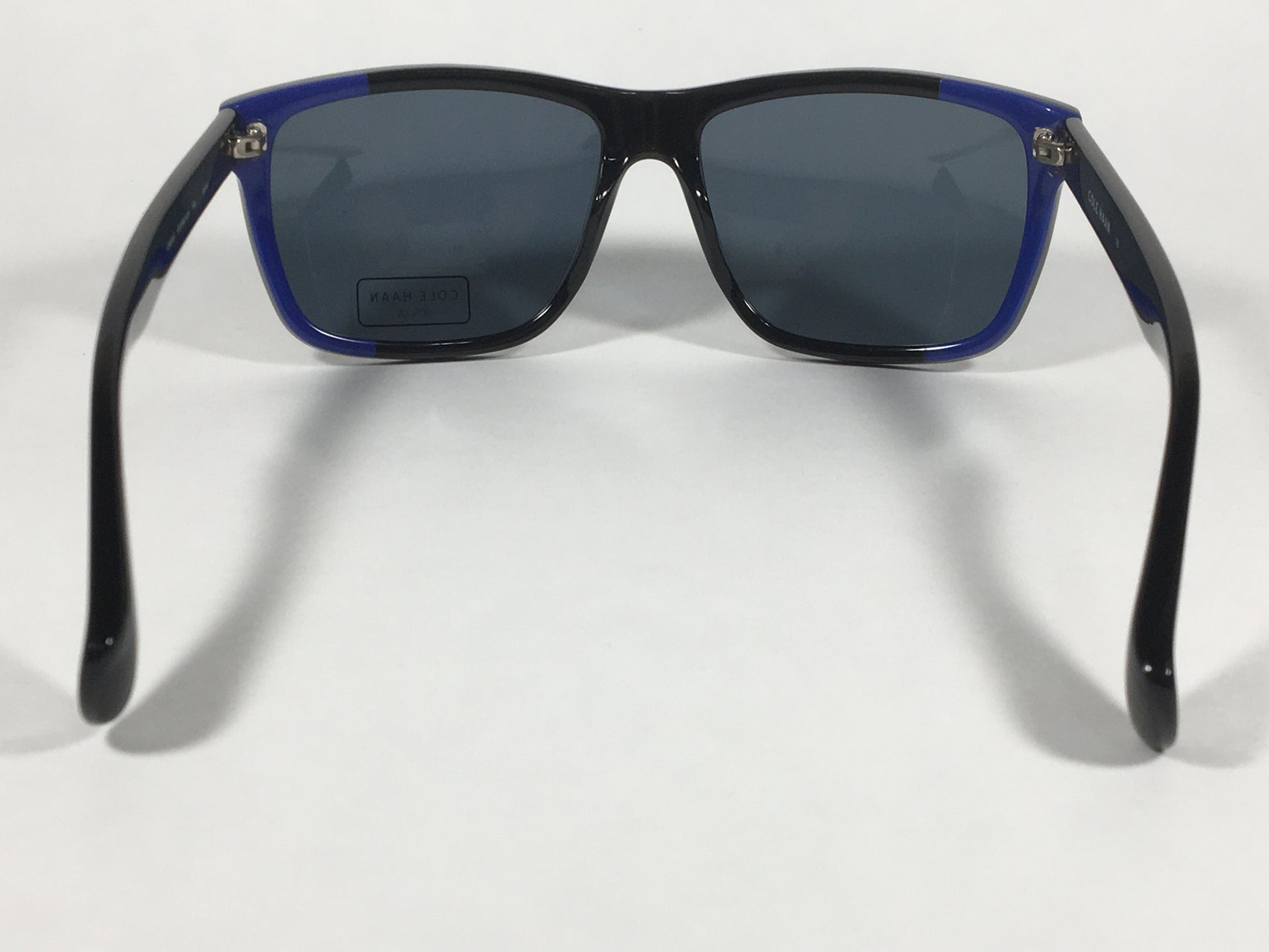 Cole Haan Square Sunglasses Shiny Black Frame Blue Gray Lens CH6005 001 BLACK - Sunglasses