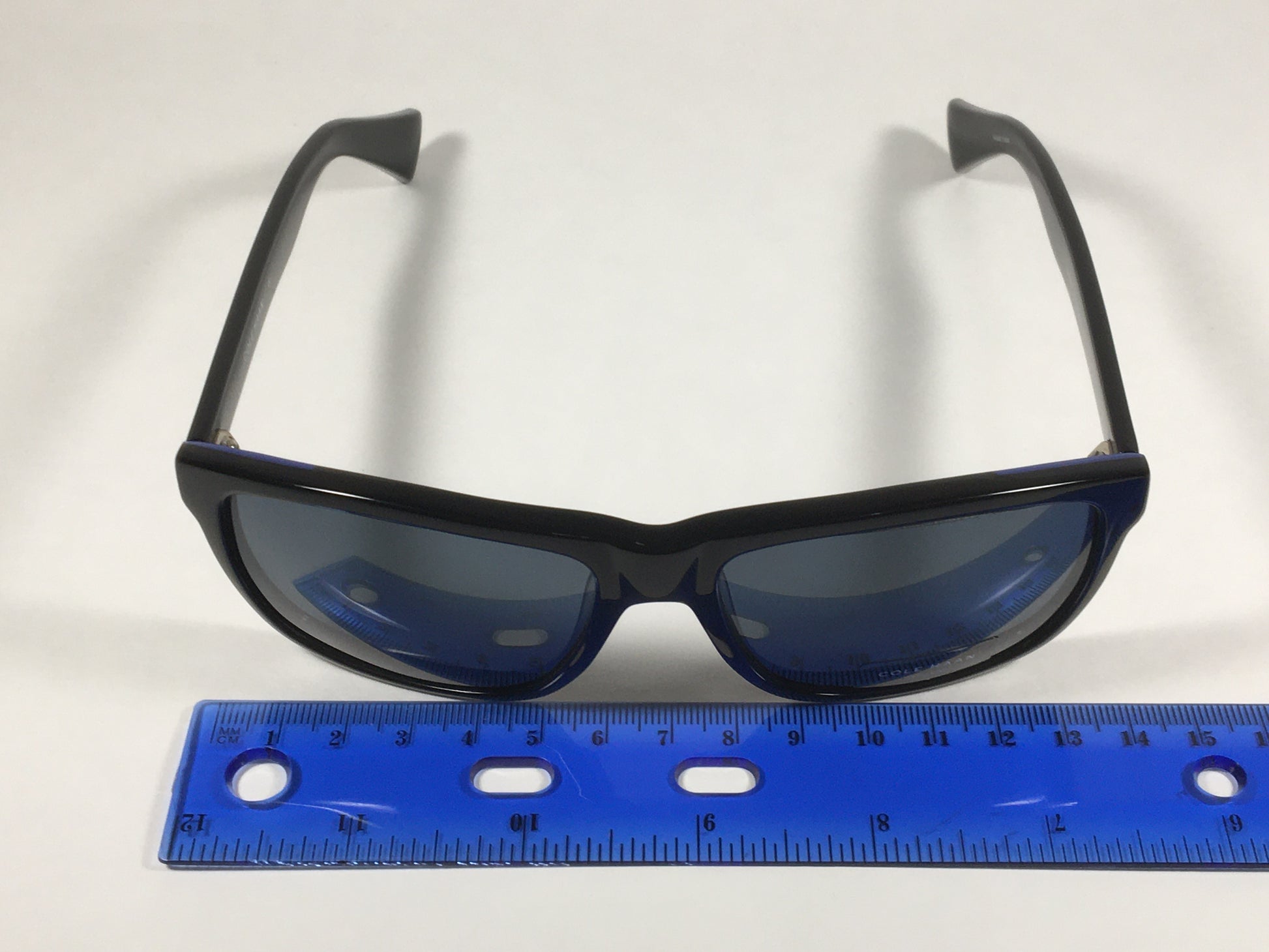 Cole Haan Square Sunglasses Shiny Black Frame Blue Gray Lens CH6005 001 BLACK - Sunglasses