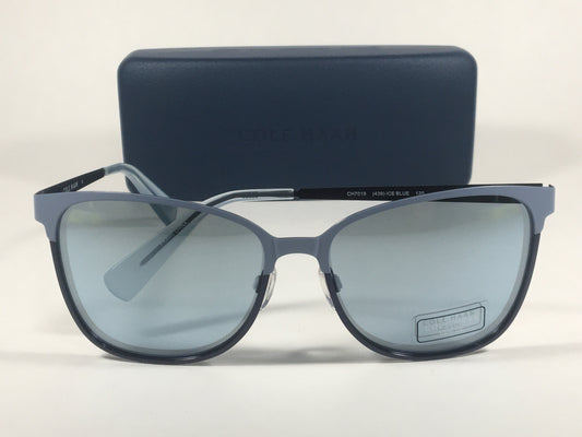 Cole Haan Square Sunglasses Ice Blue Metal Frame Blue Gray Lens CH7019 439 ICE BLUE - Sunglasses