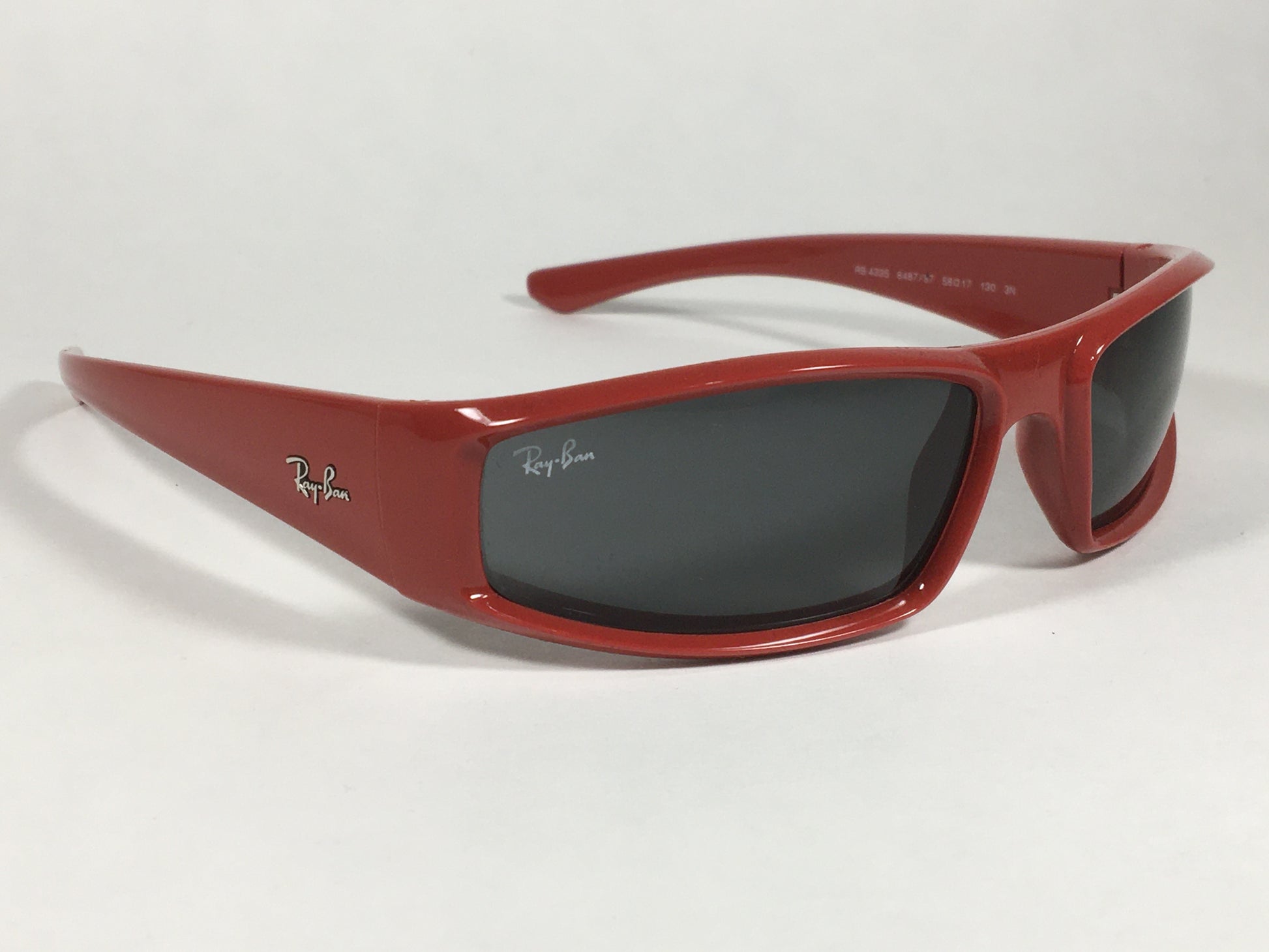 Ray-Ban Rectangle Wrap Sunglasses Red Frame Gray Lens RB4335 6487