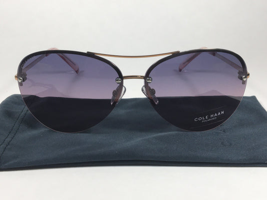 Cole Haan Polarized Rimless Aviator Sunglasses Rose Gold Frame Purple Pink Gradient Lens CH7033 605 ROSE GOLD/PINK - Sunglasses