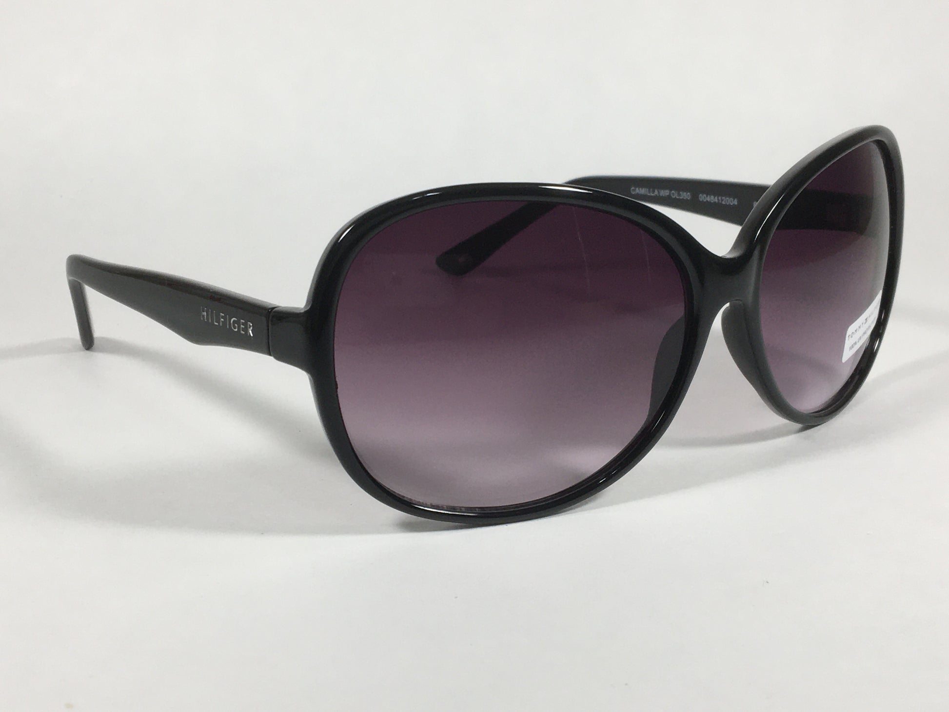 Tommy Hilfiger Camilla Oversize Oval Sunglasses Black Gloss Frame Smoke Gradient Lens CAMILLA WP OL350 - Sunglasses
