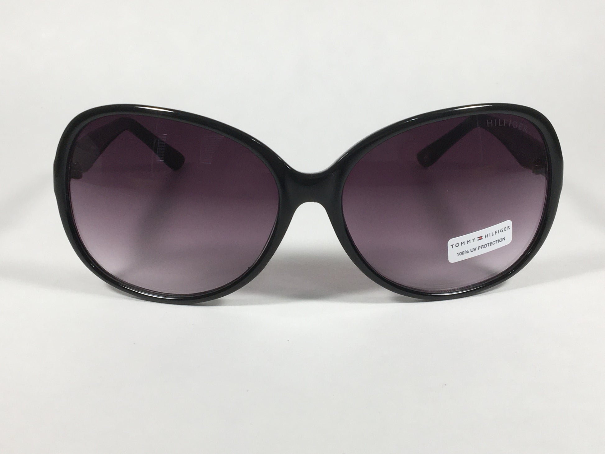 Tommy Hilfiger Camilla Oversize Oval Sunglasses Black Gloss Frame Smoke Gradient Lens CAMILLA WP OL350 - Sunglasses