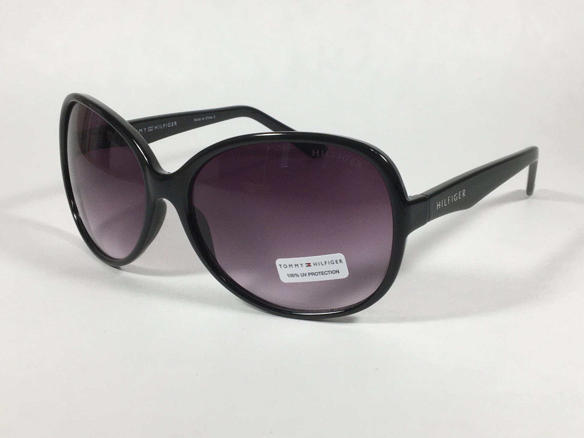 Tommy Hilfiger Camilla Oversize Oval Sunglasses Black Gloss Frame Smoke Gradient Lens CAMILLA WP OL350 - Sunglasses