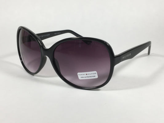 Tommy Hilfiger Camilla Oversize Oval Sunglasses Black Gloss Frame Smoke Gradient Lens CAMILLA WP OL350 - Sunglasses