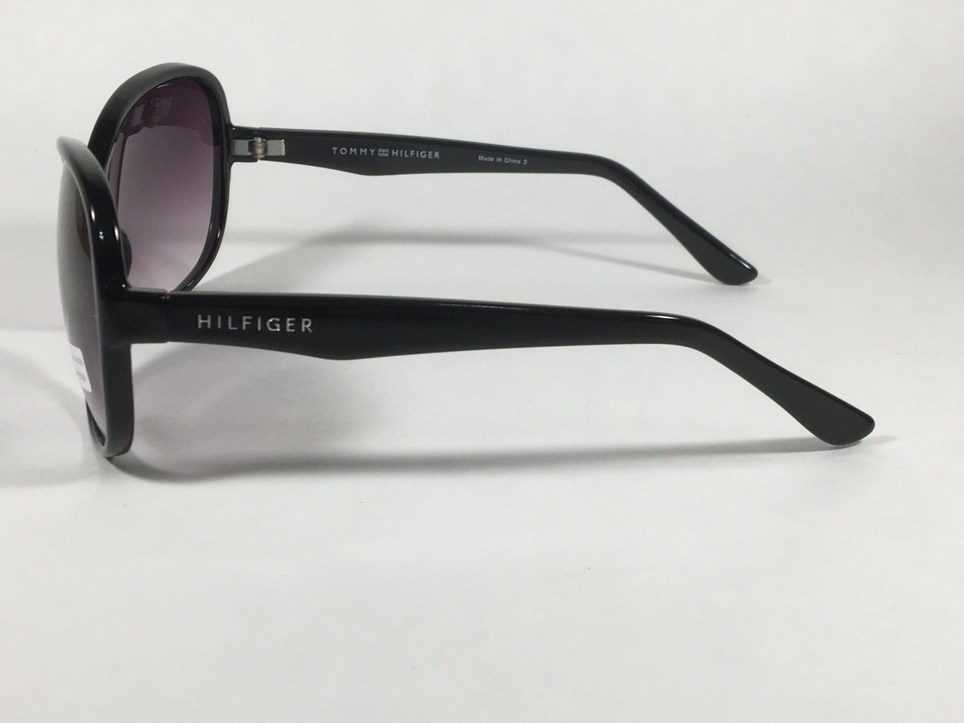 Tommy Hilfiger Camilla Oversize Oval Sunglasses Black Gloss Frame Smoke Gradient Lens CAMILLA WP OL350 - Sunglasses