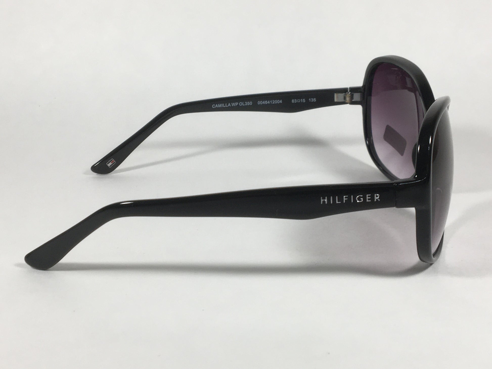 Tommy Hilfiger Camilla Oversize Oval Sunglasses Black Gloss Frame Smoke Gradient Lens CAMILLA WP OL350 - Sunglasses