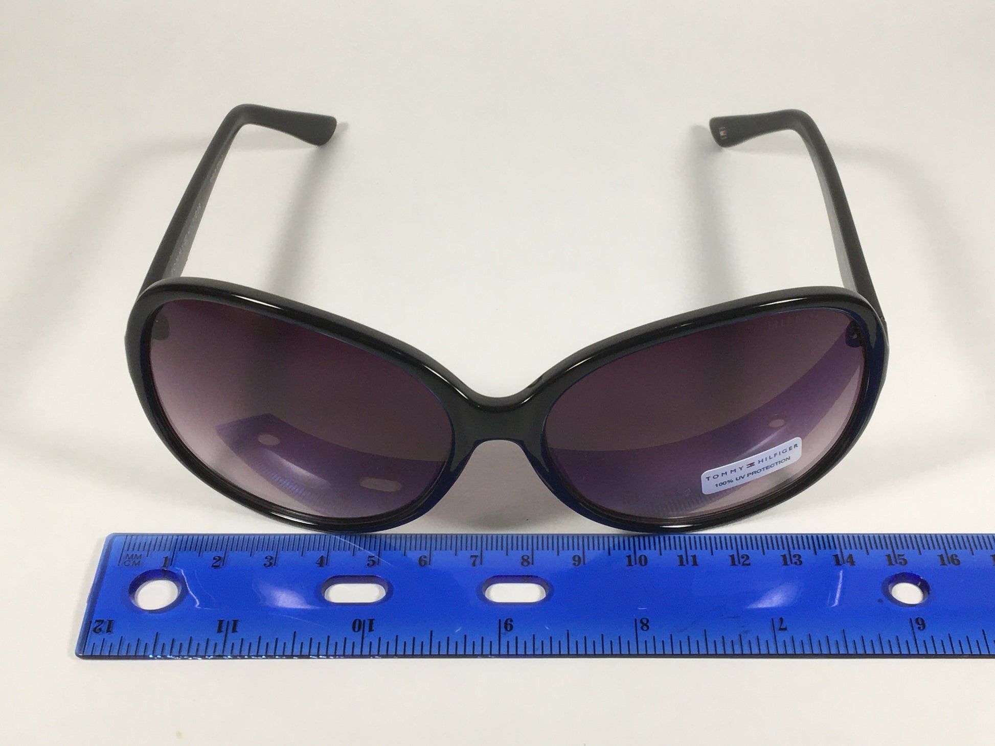 Tommy Hilfiger Camilla Oversize Oval Sunglasses Black Gloss Frame Smoke Gradient Lens CAMILLA WP OL350 - Sunglasses