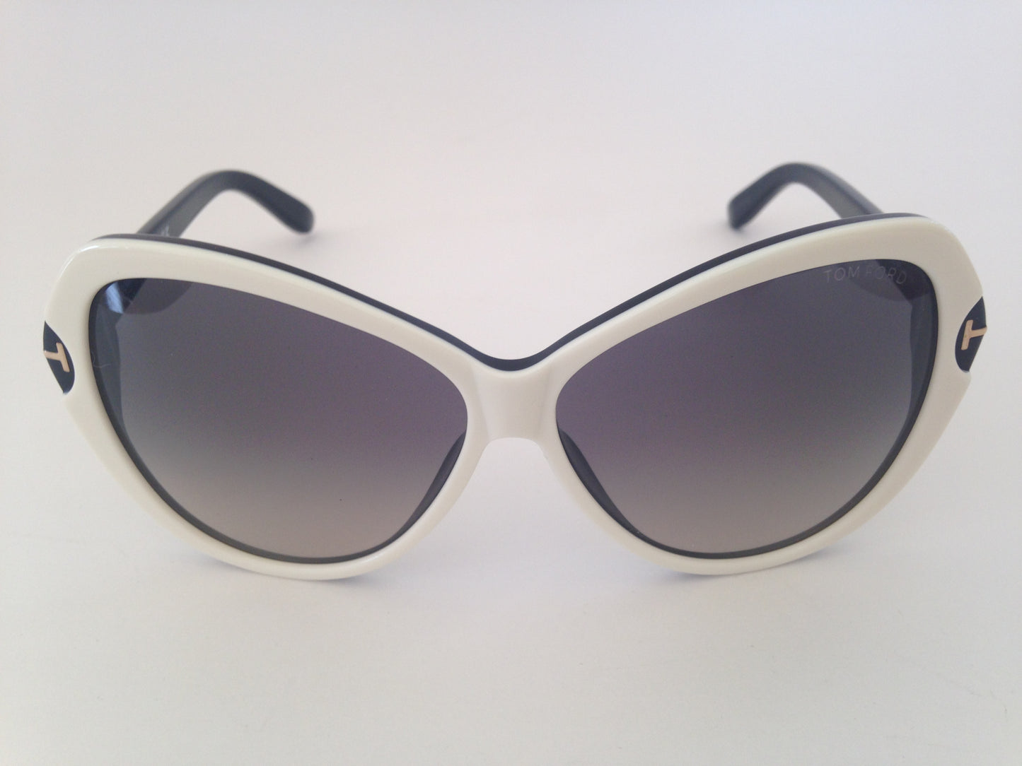 Tom Ford Valentina Sunglasses Large Oversize Butterfly White Black Frame Gray Gradient Lens Tf326 25B - Sunglasses