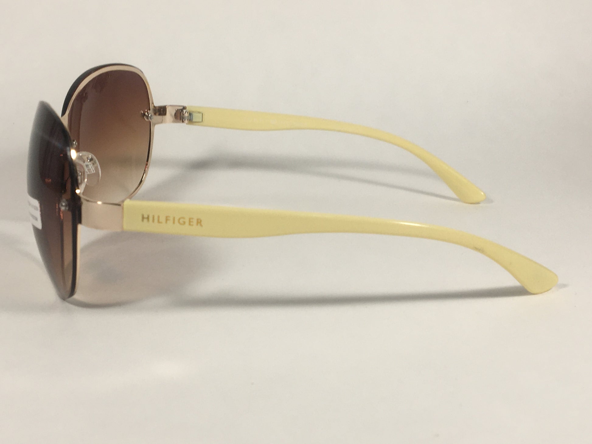 Tommy Hilfiger Melone Rimless Butterfly Sunglasses Gold Cream Frame Brown Gradient Lens MELONE WM OL78 - Sunglasses